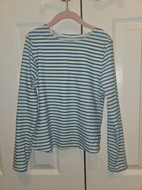 L.L. Bean Blue & White Striped Rashguard
